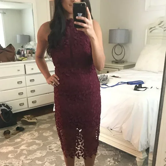 Bardot Gemma Halter Lace Sheath Dress